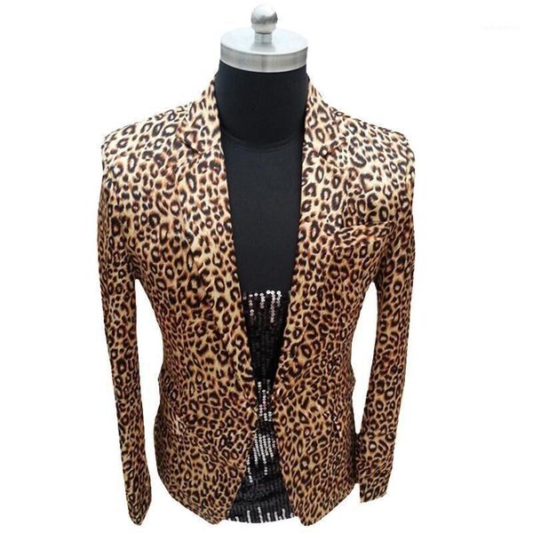 

mens leopard blazer nightclub prom party outfit stagewear male blazer suit jacket masculino slim fit plus size s-5xl1, White;black