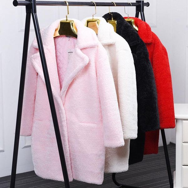 

zadorin 2019 winter new plush teddy bear pink fur coat women elegant faux fur jacket coats female warm lining loose overcoat1, Black