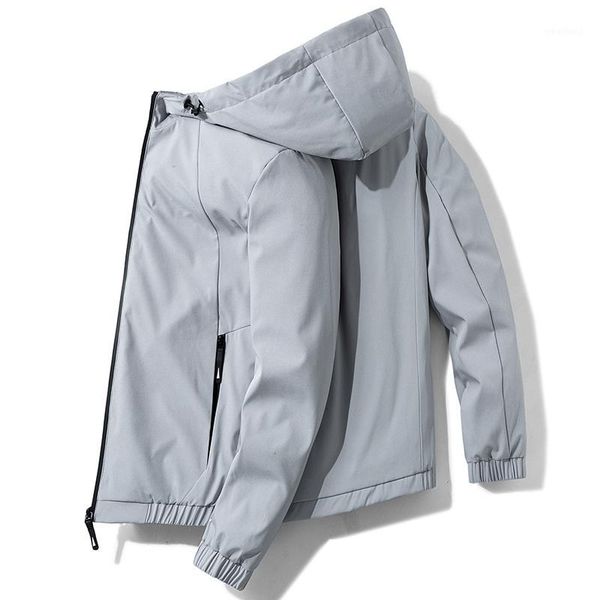 

men's jackets jacket men 2021 sliming large size zipper pocket hooded casual men's jacket1, Black;brown