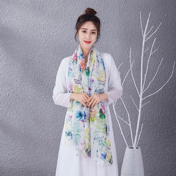 

west lake spring and autumn silk chiffon gift shawl scarf silk scarves go with hangzhou 061018, Blue;gray
