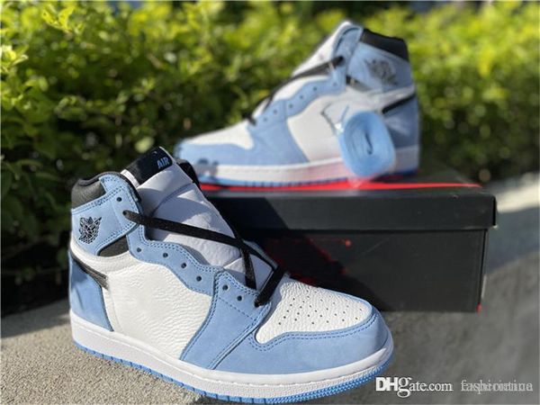 

2021 authentic 1 high og white university blue black 1s men women outdoor shoes zapatos sports sneakers with original box midnight blue
