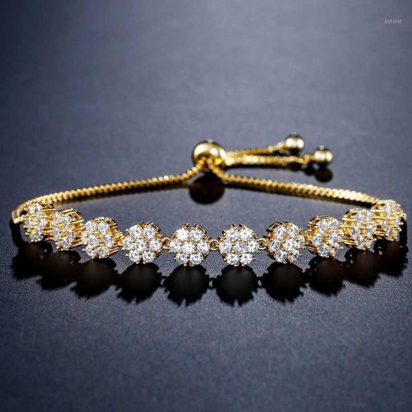

uilz cake flower cubic zirconia crystal adjustable bracelets for women fashion cz zircon wedding bridal jewelry ub21531, Black