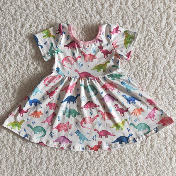 

new design toddler baby girls dress pink girl short sleeve dress boutique milk silk cute outfits girls designer dress wholesale kids clothes, White