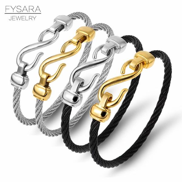 

fysara gold color titanium сталь браслет крючки мода ювелирные изделия бесконечности любовник очарование браслеты браслеты для женщин пара п, Black