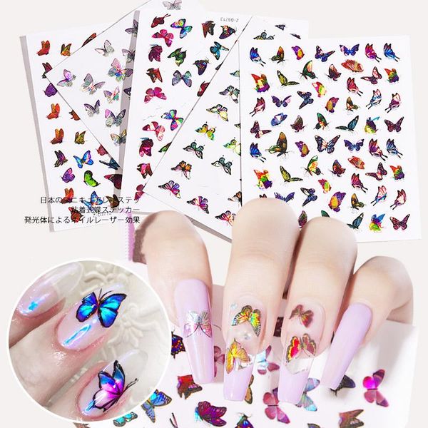 

stickers & decals 1set silder butterfly designs self adhesive nail art watermark diy colorful tips manicure tool nj110, Black