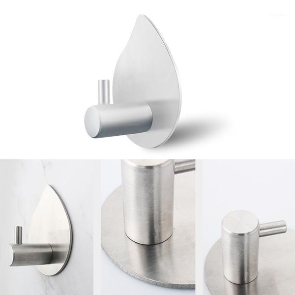 

hooks & rails 2pcs self adhesive hook stainless steel strong sticky wall heavy duty clothes hanger kitchen towel hooks1