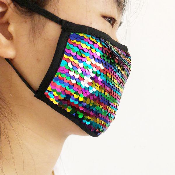 

quality reusable fashion washable design party high fancy colorful bling sequin decorative glitter custom cotton face mask
