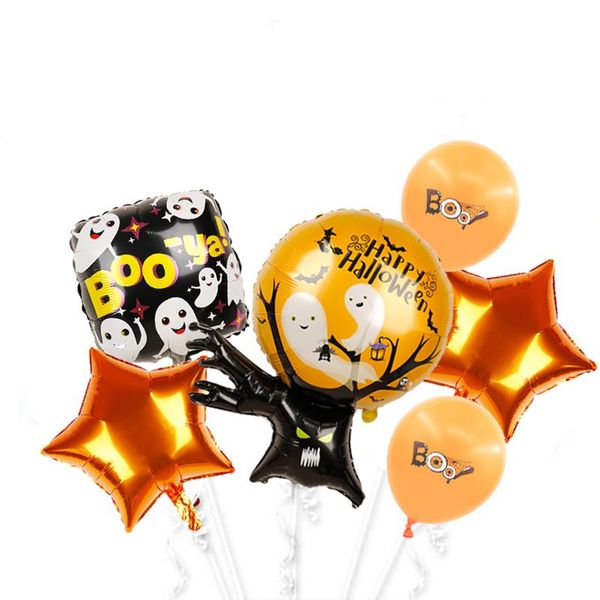 

party decoration 1set happy halloween pumpkin bat ghost boo foil balloons decorations kids helium globos 12inch latex toys balls