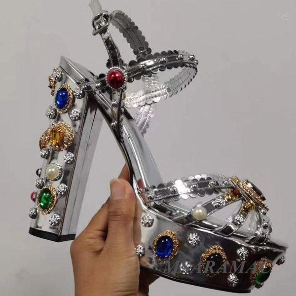 

sandals crystal peep toe metalic leather platform high heels plus size ladies nightclub shoes silver wedding bridal sandals1, Black