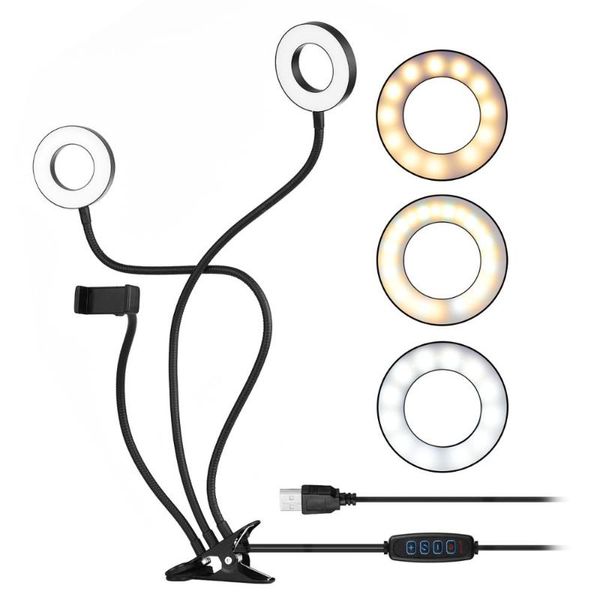 

led selfie ring light with tripod cell phone holder bracket ringlight live stream led camera lighting with flexible arms