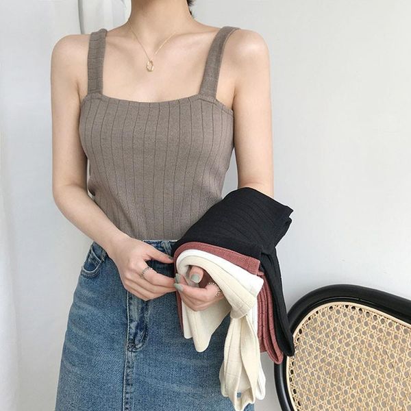 

new fashion casual women tank slim knitting camisole female bottoming vest drop shipping good quality, White