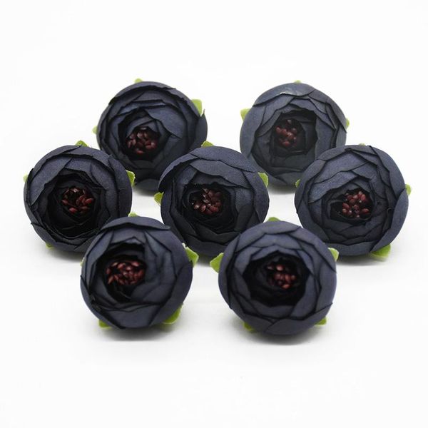 

10 silk tea roses head for home decoration wreath diy gifts box wedding headwear artificial flower christmas wrist flower wmtwwm
