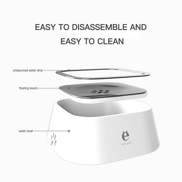

1.5l pet dog cat bowl portable non-slip cat bowls no spill pet water feeder dispenser for dogs cats drinking floating qylloq
