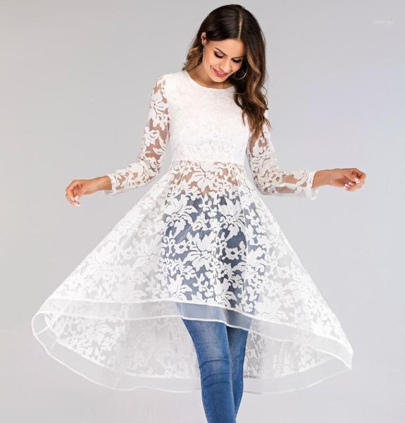 

women thin dress female long shell see through elegant floral white midi dress vestidos 2020 spring1, Black;gray