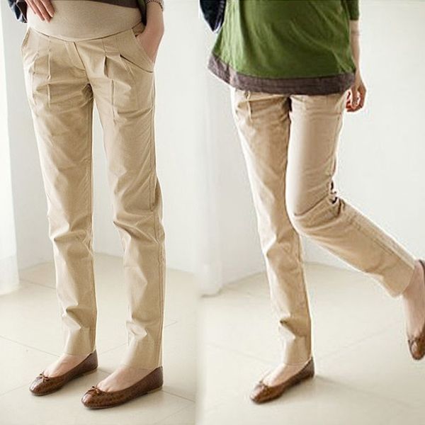 Pantaloni premaman in cotone elastico in vita di qualità Abiti di moda per le donne incinte Pantaloni casual gravidanza LJ201118