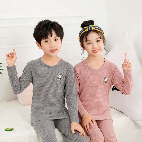 

children's double decker veet thermal underwear suit tracels autumn pants winter plush baby pajamas boys and girls self heating, Blue;red
