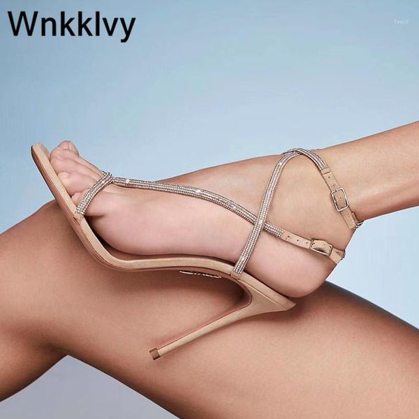 

dress shoes summer high heels sandals women bling crystal decoration narrow band ankle straps stilettos party fairy shoes1, Black