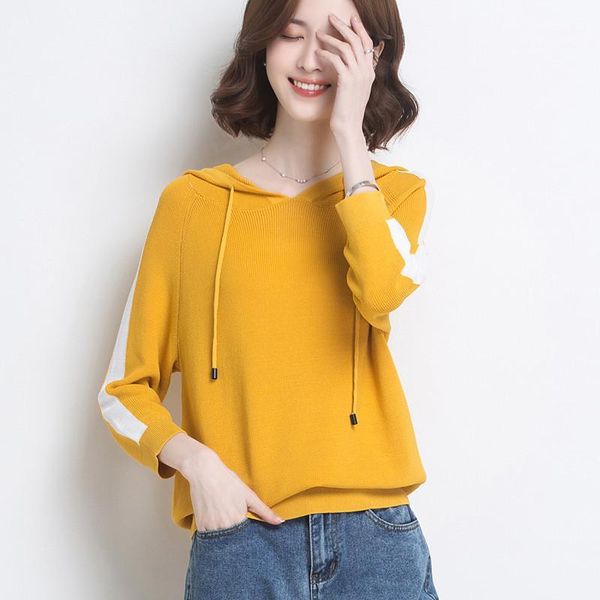 

sweatshirt women 2020 spring summer new stripes patchwork simple casual loose knitted pullover thin hoodies large size m-3xl1, Black