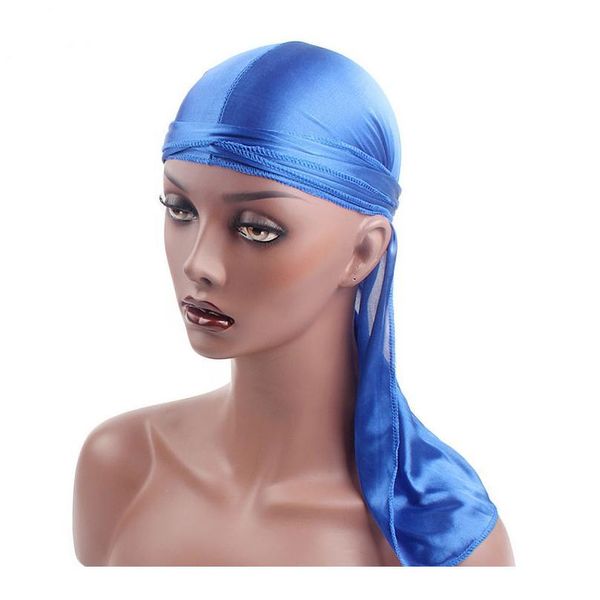 

2020 new long silk satin durags turban hat wigs doo durag biker headwrap chemo cap pirate hat women men hair acc jllsgb