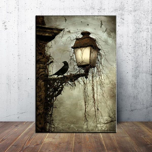 

wall art canvas painting watercolor crow animal nordic posters and prints black white canvas pictures for living room bar decor1