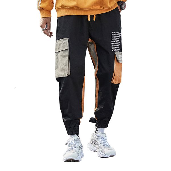

2021 new japanese streetwear harajuku hip hop cargo street fashion jogger sweatpants autumn men work pants 7qy1, Black