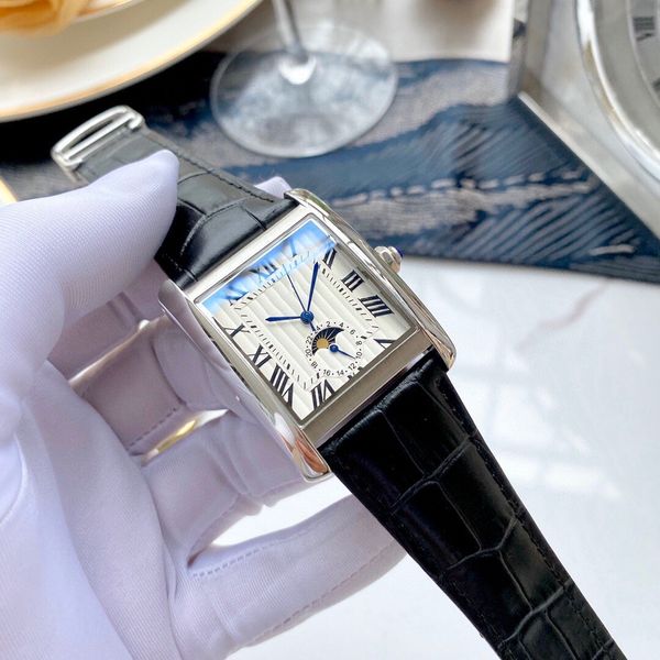 

2020 tank men watches moon phase joker leather wristwatches 316l stainless steel square mens watch d3084