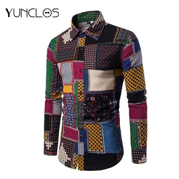 

unique design stylish shirt men's plus size ethnic linen long sleeve shirt casual colorful shirts chemise homme - 5xl, White;black