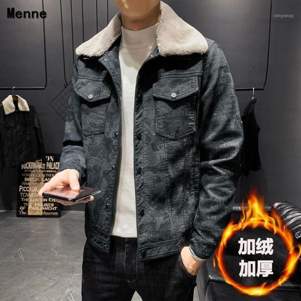

2019 new men's jacket\ winter leather /thick/camouflage ceiling1, Black
