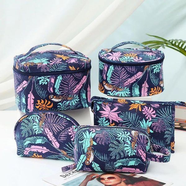 

fashion monstera women makeup bag large capacity storage bag travel cosmetic wash printed wholesale dropshipping