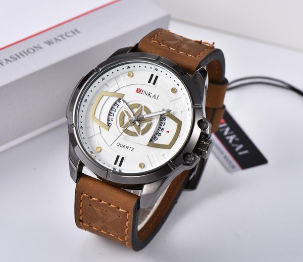 

men's watch casual world watch belt high-end atmosphere, Slivery;brown