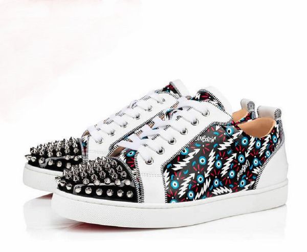 

2020 red bottoms men women shoes studded spikes loafers sneakers leisure trainer footwear flats mens trainers casual shoes jogging walking, Black