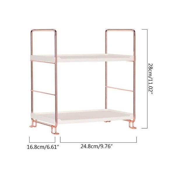 

hooks & rails 2 tier multifunction stackable shelf organizer for spices kitchen bathroom rack c6ue