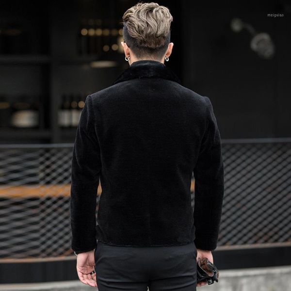 

sheep shearling real fur coat collar jacket men winter short warm mens jackets and coats overcoat gy8708 kj8221, Black