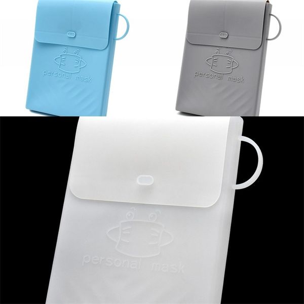 

factory mask clip storage bag masks case face holder silicone square blue grey waterproof mini with button fashion 4ax f2