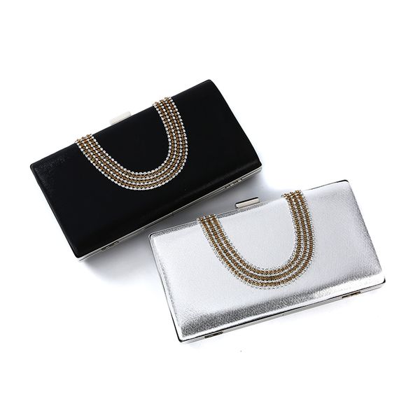 

women ladies u-shaped luxury classic evening banquet bag dinner party cluth diamond bag retro chain handbags