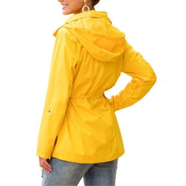 

new women's solid color winter windproof warm jacket waterproof tight waist zipper hooded jacket, Black