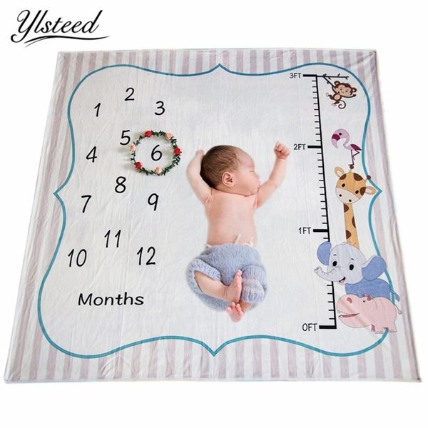 YLsteed Baby Milestone Одеяло новорожденного фото реквизит высота диаграммы животное напечатано мягкое детское одеяло новорожденного стрельба фона lj201014