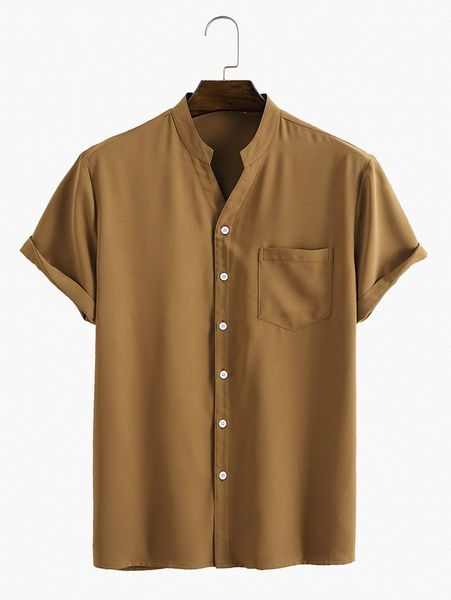 

men pocket button front shirt a9c5#, White;black