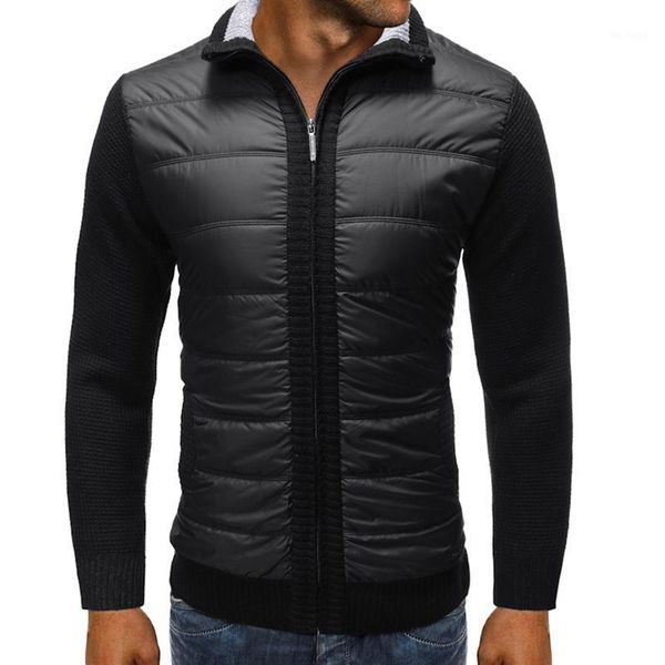 

classic patchwork cardigan men sweater coat casual zipper stand collar coat men clothes male slim autumn outerwear men's1, Black;brown