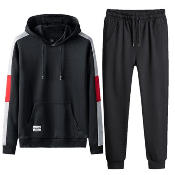 

2021 fashion men casual set hooded autumn new men's sportswear hoodies+pants 2pcs sets male hip hop street tracksuits 4xl ljb4, Black