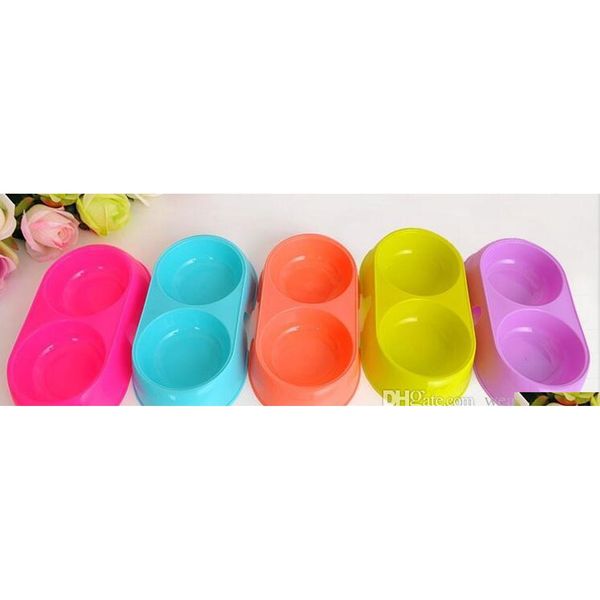 

new pet feeder for cat dog pets supplies double food plastic bowls for cats dogs food dishes holder qylsms yh_pack
