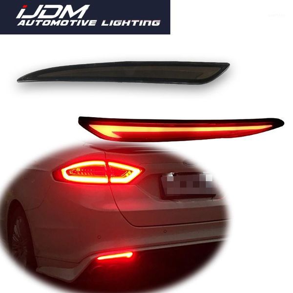 

ijdm for 2014-2020 fusion mondeo fluid style red led bumper reflector lights, function as rear fog light tail/brake lights1