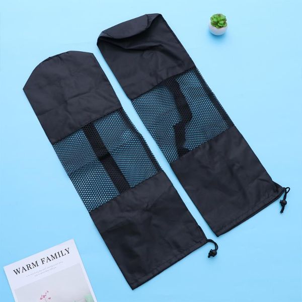 

2pcs yoga mat storage bag half mesh exercise fitness carrier large capacity long sling bag for 6mm yoga mat black