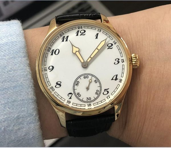 

sapphire crystal or mineral glass 44mm asian 6497 mechanical hand wind movement enamel dial men's watch golden case gr139-20-p8, Slivery;brown