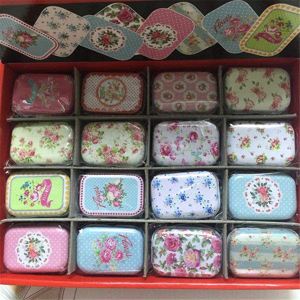 

32 piece/lot vintage cartoon tin box 5.5*4*2.5cm candy pill chutty mini storage house decoration collectables display q1130