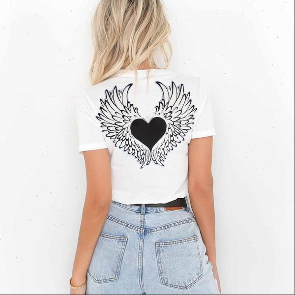 

harajuku wings print women tshirts kawaii t shirt summer women loose short sleeve plus size tee shirt shirts, White