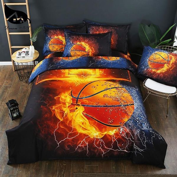 

bedding sets dream ns 3d-effect kussensloop bed set basketball and flame water duvet cover king fire kit pn005