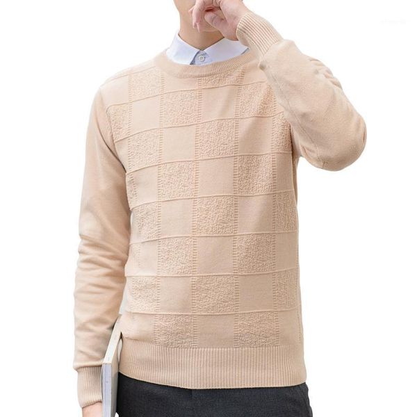 

sweater men's crew neck spring and autumn new style creative jacquard slim fit versatile long sleeve-style base sweater men's1, White;black