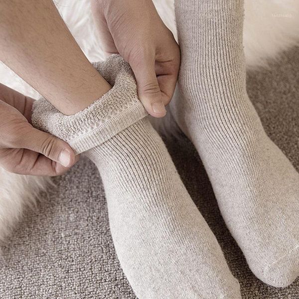 

fashion autumn winter men wool socks super thick warm solid color woolen thermal male casual sleep socks skarpetki dropshipping1, Black