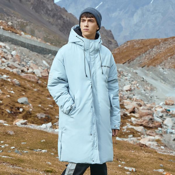 

metersbonwe 2020 new couples jacket women winter warm 80% gray duck long men hooded down coats 631170 c1204, Black